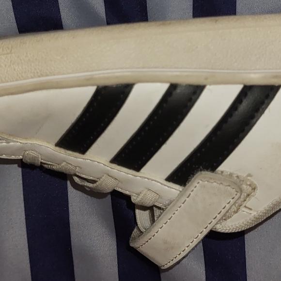 Adidas Kids White and Black Striped Sneakers - Picture 2 of 4